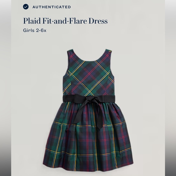 ralph lauren plaid fit and flare dress Ralph Lauren Girls 7-16 Plaid Taffeta Dress - Multi
